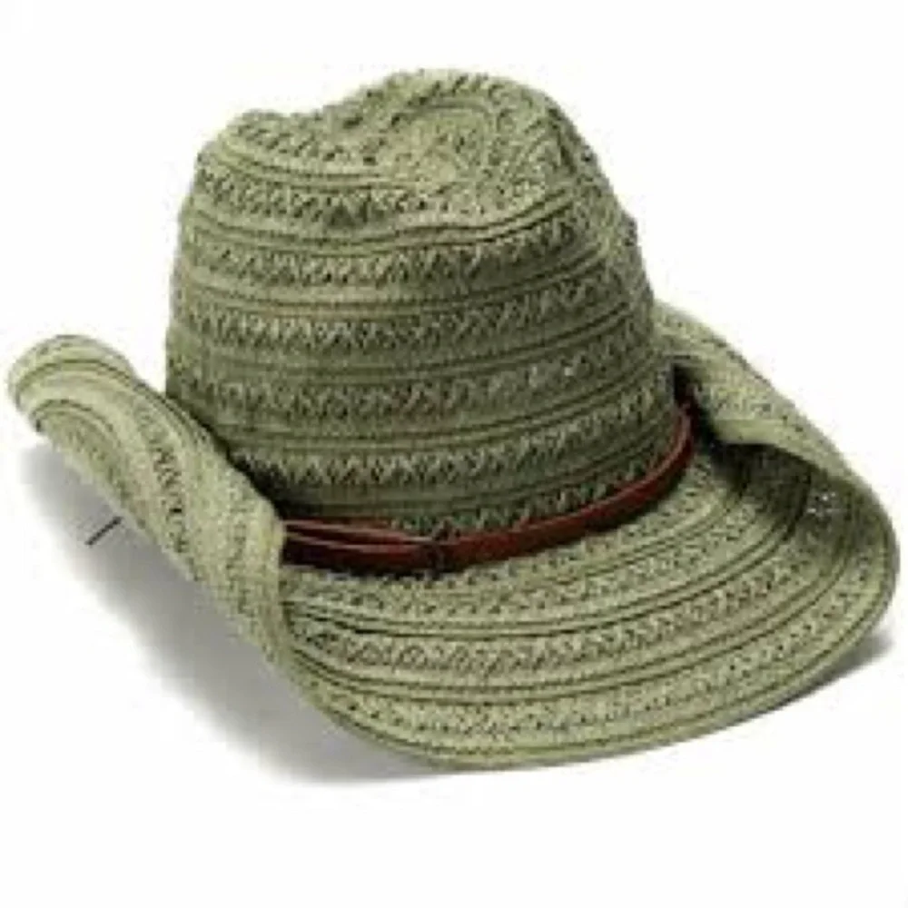 Vince Camuto Open Weave Cowgirl Hat in green - Picture 2 of 7